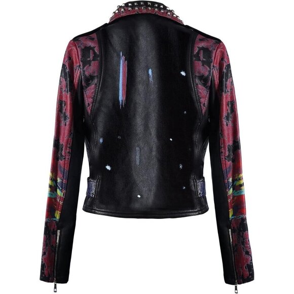 DARKSHE Women's Faux Leather Hells cream, Black/Purple Jacket Fashion Coat - Picture 2 of 6